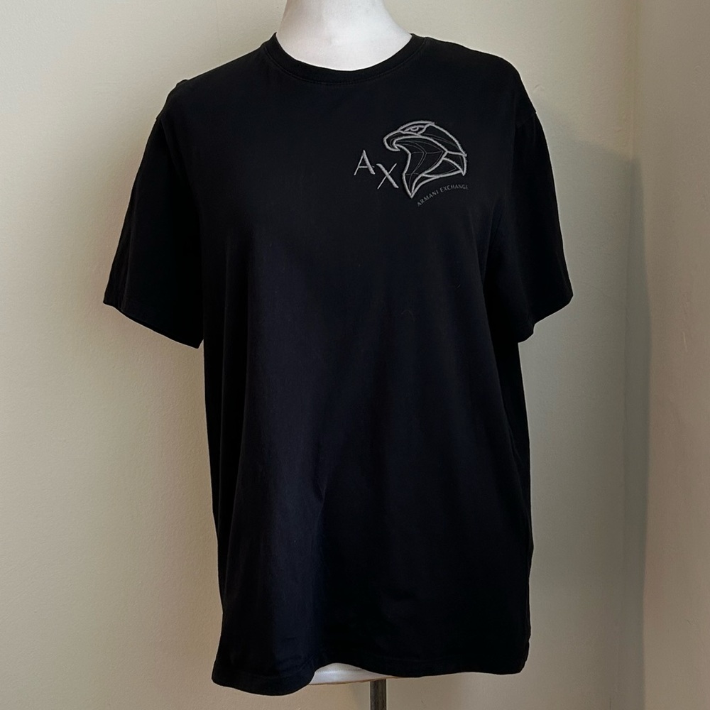 Armani Exchange Black Short Sleeve Eagle Embroidered  Crewneck T-Shirt Large